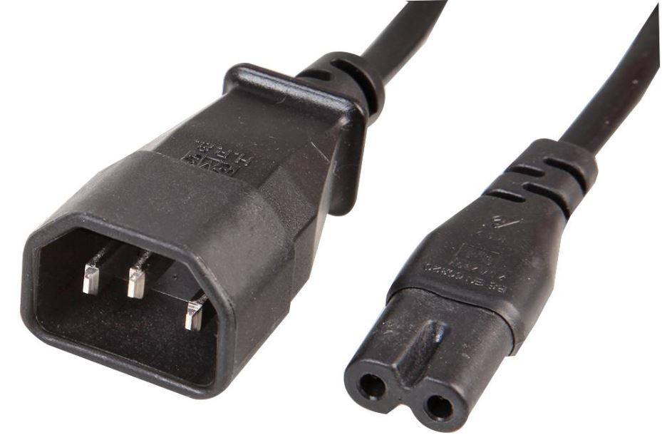 IEC C7 to IEC C14 Mains Power Lead, Black, 1m