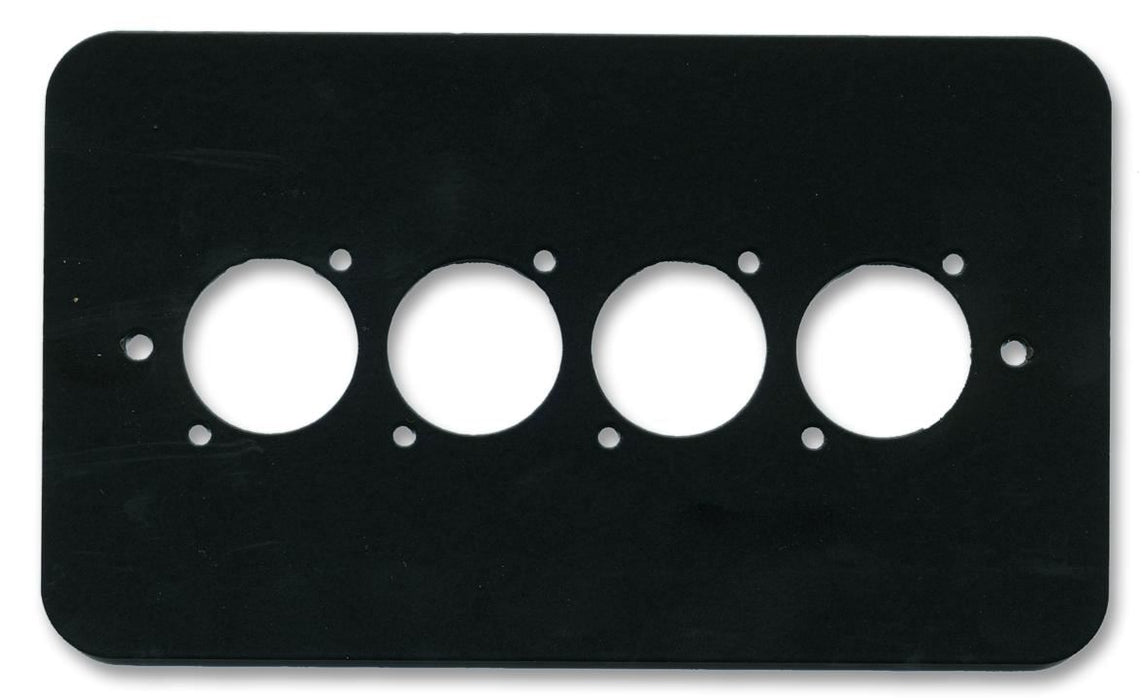 2-Gang Quad XLR / Speakon / RJ45 Wall Plate Black