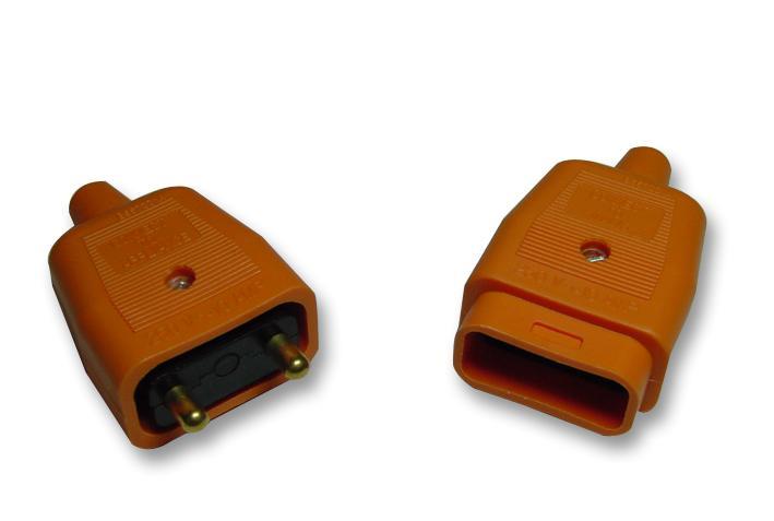 10A Rewireable 2-Pin Plug & Socket In-Line Power Connector, Orange