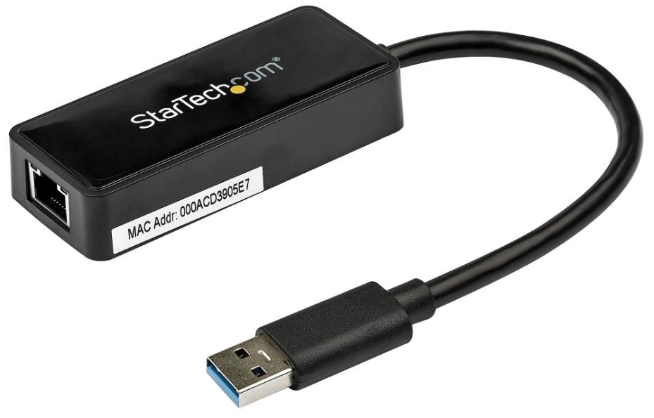 USB 3.0 to Gigabit Ethernet Adaptor with USB Port, Black