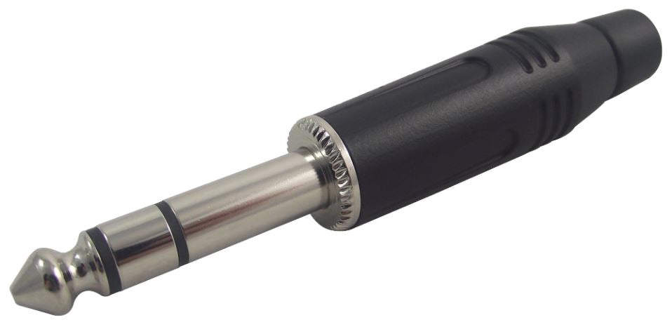 6.35mm Jack Plug, 3 Pole, Black