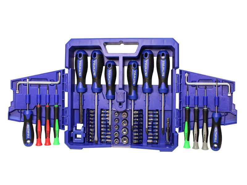 Fold Out Screwdriver & Bit Set, 63 Piece