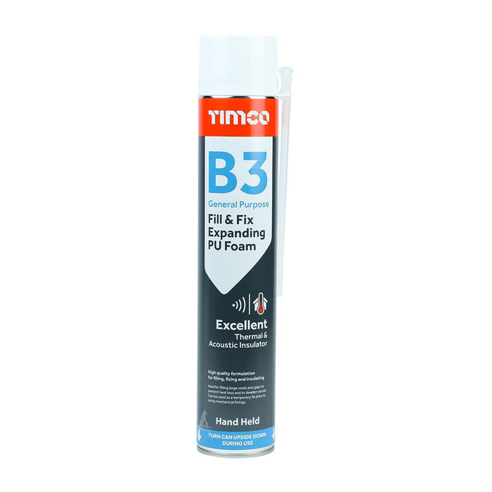 B3 General Purpose Fill & Fix Expanding PU Foam - Hand Held (Size 750ml - 1 Each)
