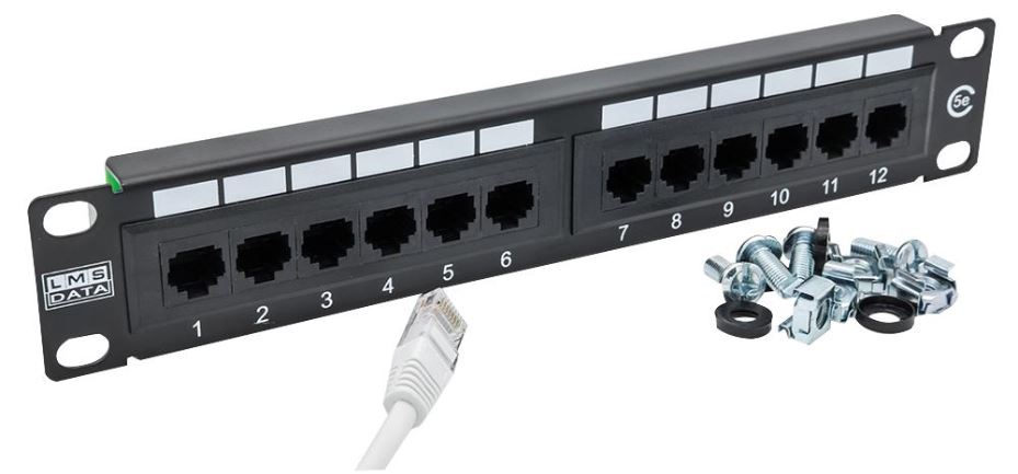 12 Port Cat5e Patch Panel for 10" Rack Enclosure