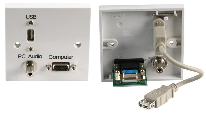 AV Wallplate with VGA, 3.5mm Stereo Jack & USB Female Connectors