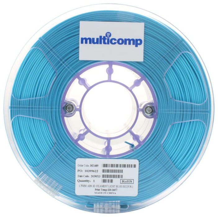 1.75mm Light Blue ABS Filament for 3D Printer, 1kg