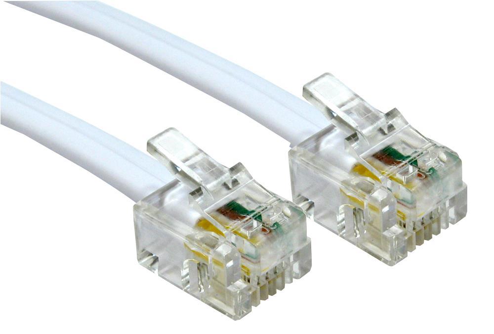 White RJ11 Plug to Plug ADSL/ Broadband Cable