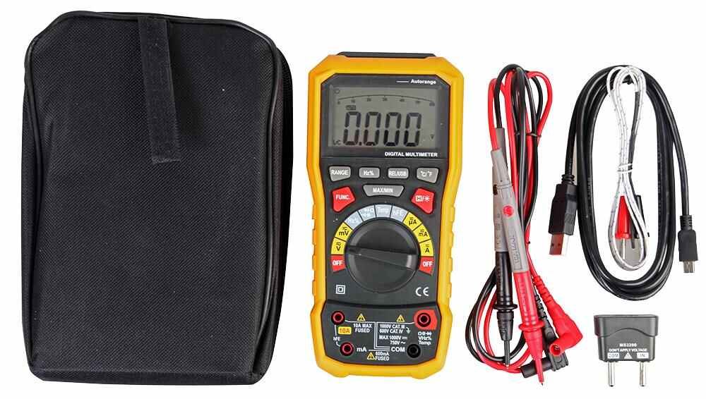 DURATOOL - 750V/ 1000V AC/DC True RMS Digital Multimeter with USB Connectivity