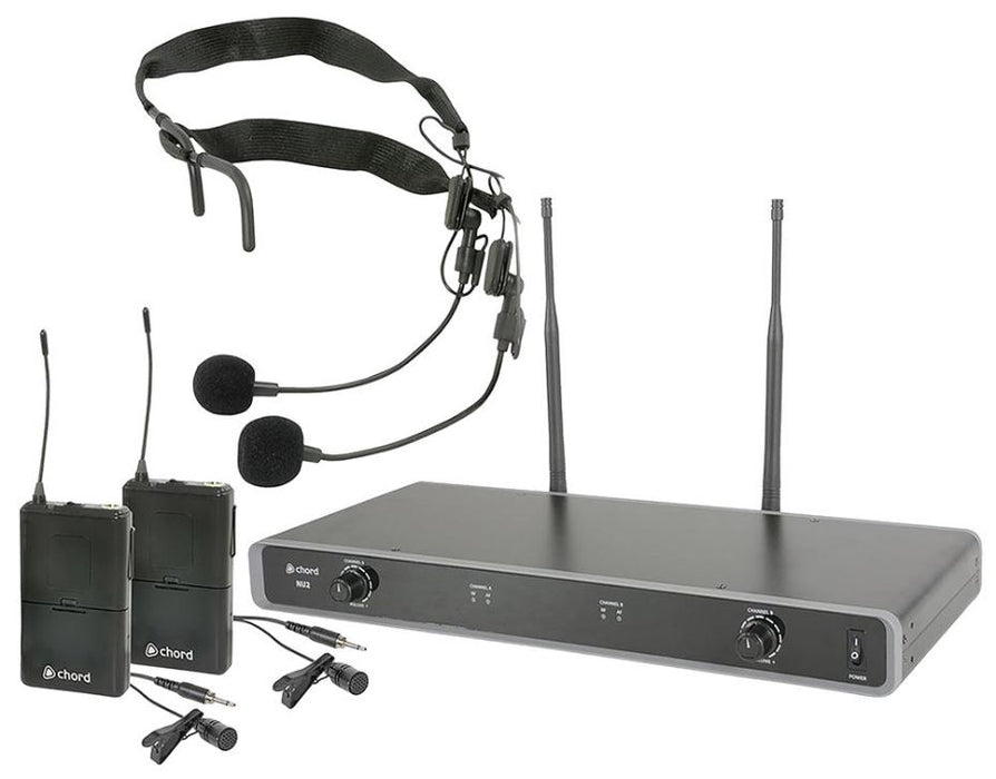 Dual UHF Wireless Kit with 2x Neckband & 2x Lavalier Mics (Licensed)