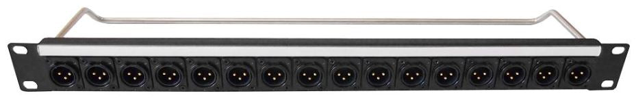 1U Loaded Patch Panel, 16 XLR Ports, 3DCM