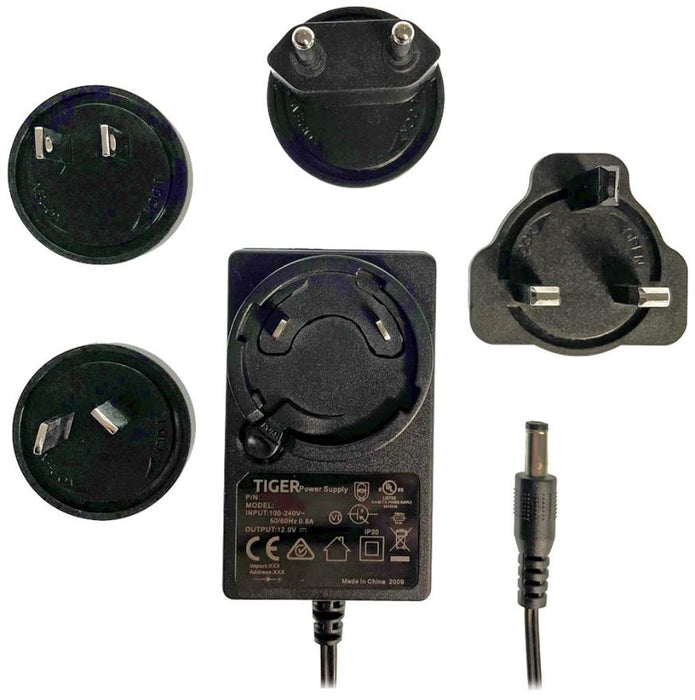 12V, 3A, 36W International Interchangeable Plug In Power Supply, 2.1mm Plug