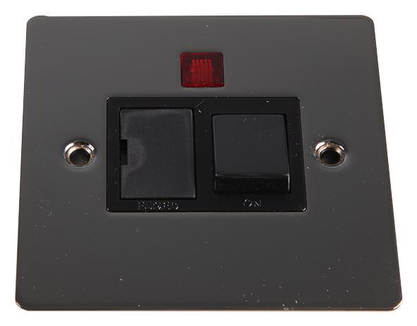 Flat Plate 1 Gang 13A Switched Fused Spur, Black Nickel