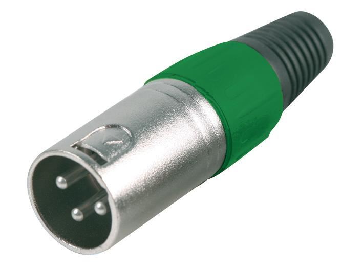 XLR Plug with Green Coloured Strain Relief