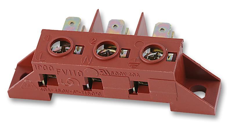 Terminal Block, Tab, 3 Pole, 40A