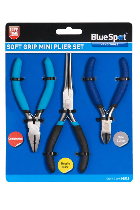 3 Pce Soft Grip Mini Plier Set