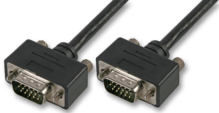 Low Profile 15 Pin VGA Male to Male Monitor Lead, 2m Black