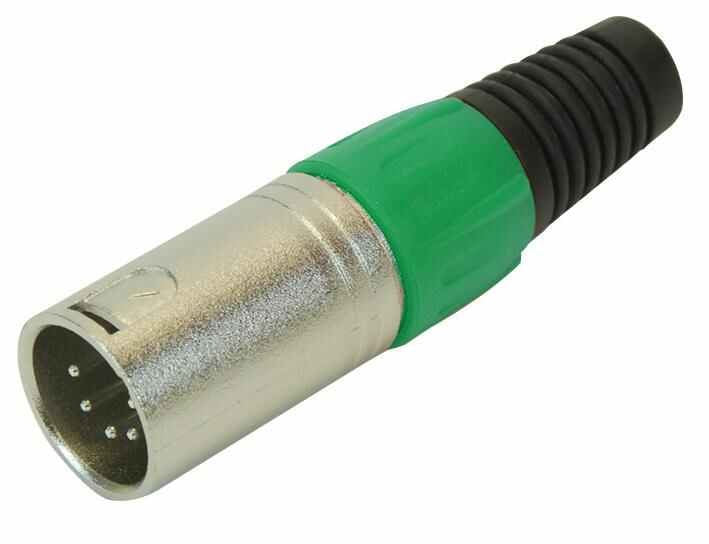 XLR Plug with Green Coloured Strain Relief