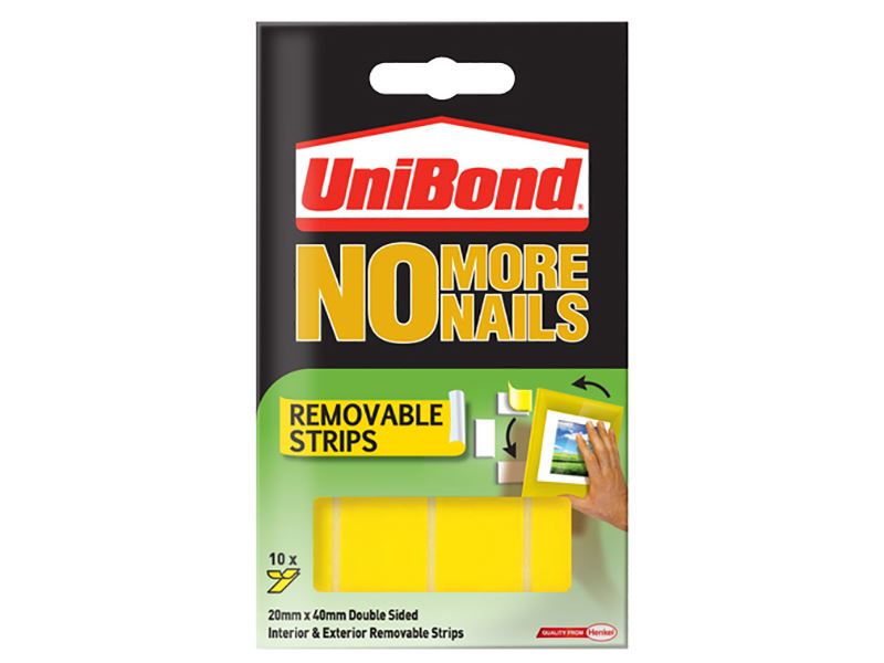 UniBond - No More Nails Indoor Removable Mounting Tape Strips (Pack of 10)