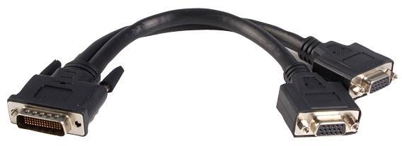 LFH / DMS 59 Male to Dual VGA Female Y Lead, 0.2m Black