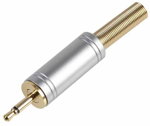 Connector, 2.5mm Jack Plug, Metal + Strain Relief