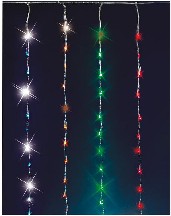 240 LED Multi-Coloured Cascading Waterfall Curtain Lights, 2m x 1.5m