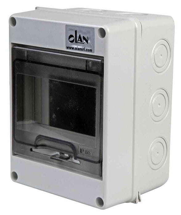 OLAN IP65 ABS 4 Module Wall Mount Enclosure with Transparent Lid 160x120x90mm