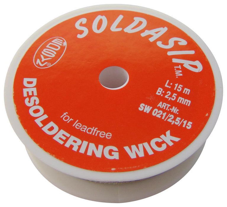 SOLDASIP Lead-Free Desoldering Braid - 2.5mm x 15m