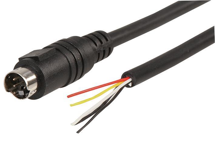 8 Pin Mini-DIN (S-VHS) Male to Free Ends Lead, 2m Black