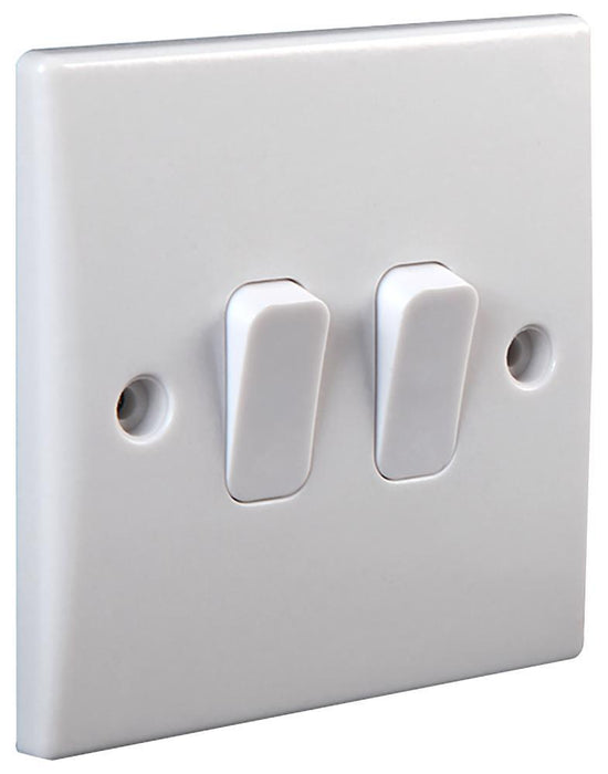 2 Gang, 2 Way Rounded Edge Wall Switch, 10AX, 250V