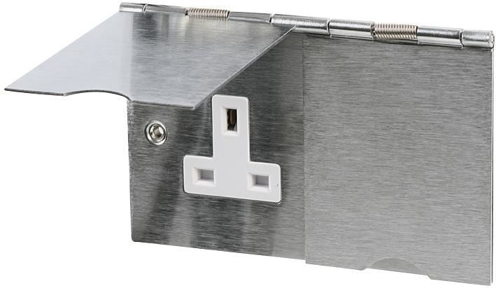 PRO ELEC - 13A Double Floor Socket, Stainless Steel