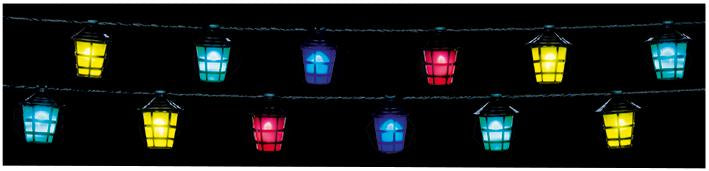 40 LED Chasing Christmas Lanterns, Multi-Coloured, 5.9m