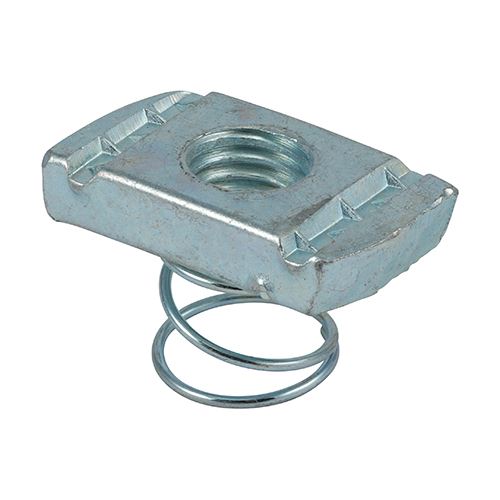 Channel Nuts With Short Spring - Zinc - 100 Pieces. Various Sizes