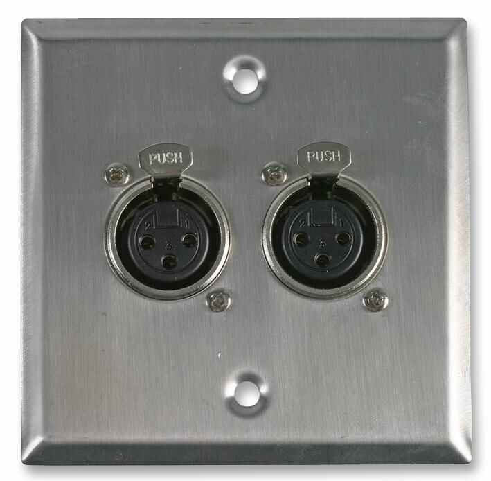 AV Wall Plate with 2 x 3 Pin Female XLR Socket