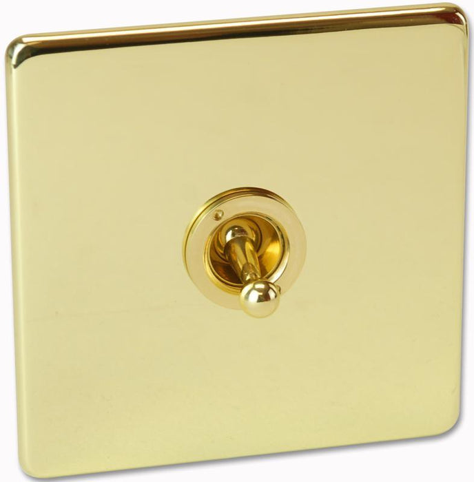 1 Gang 2 Way 10AX Toggle Light Switch, Polished Brass