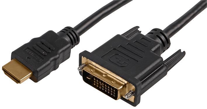 HDMI Male to DVI-D Male Lead, 3m Black