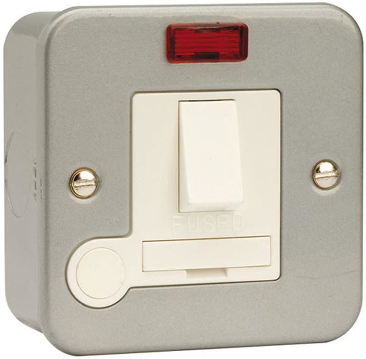 CLICK Metalclad 13A Switched Fused Spur with Flex Outlet with Neon Surface Mount