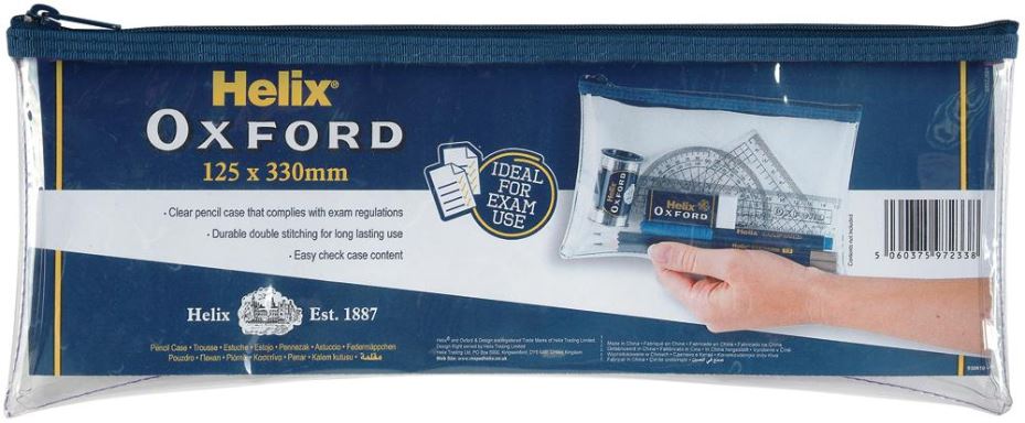 Oxford Clear PVC Pencil Case - 125x330mm