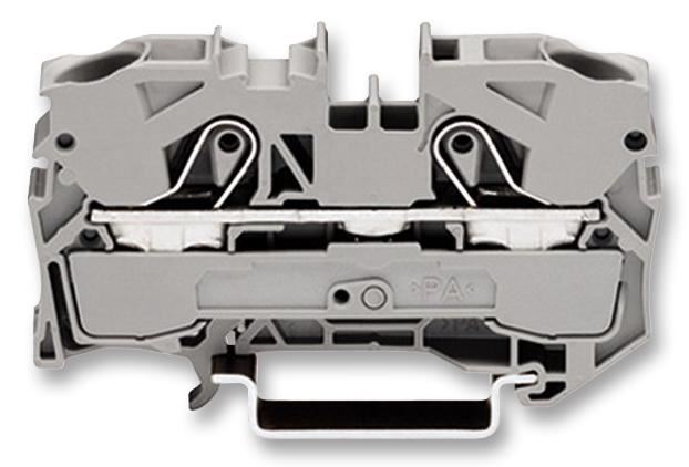 2 Way 57A 800V DIN Rail Mount Terminal Block, 20-6AWG, 10mm² - Grey