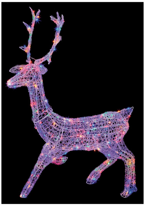 Premier - Multi Coloured LED Christmas Soft Acrylic Stag, 1.4m