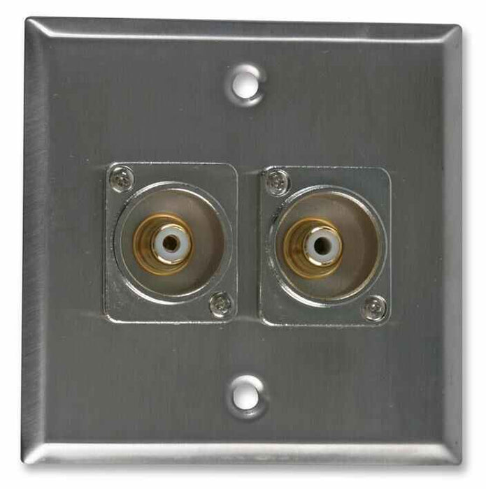 Steel AV Wall Plate with 2 x RCA Sockets