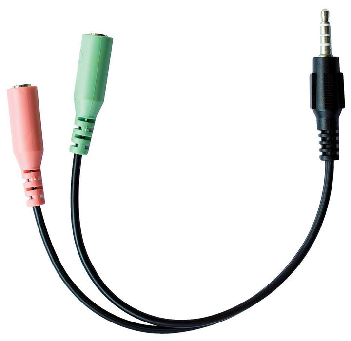 3.5mm PC Headset Adaptor, 3.5mm Plug to 2x 3.5mm Socket