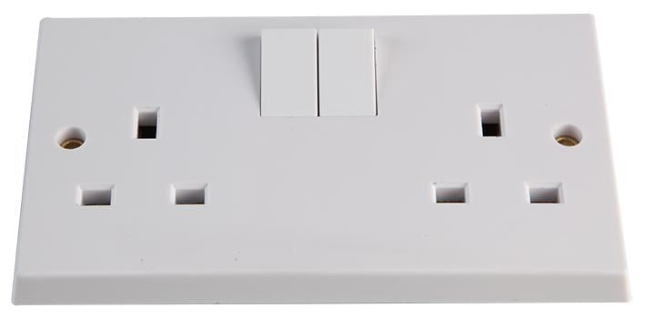 2 Gang 13A SP Switched Socket, White