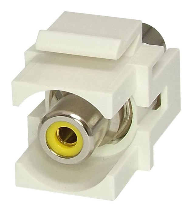 White RCA Keystone Connector, Yellow Insert
