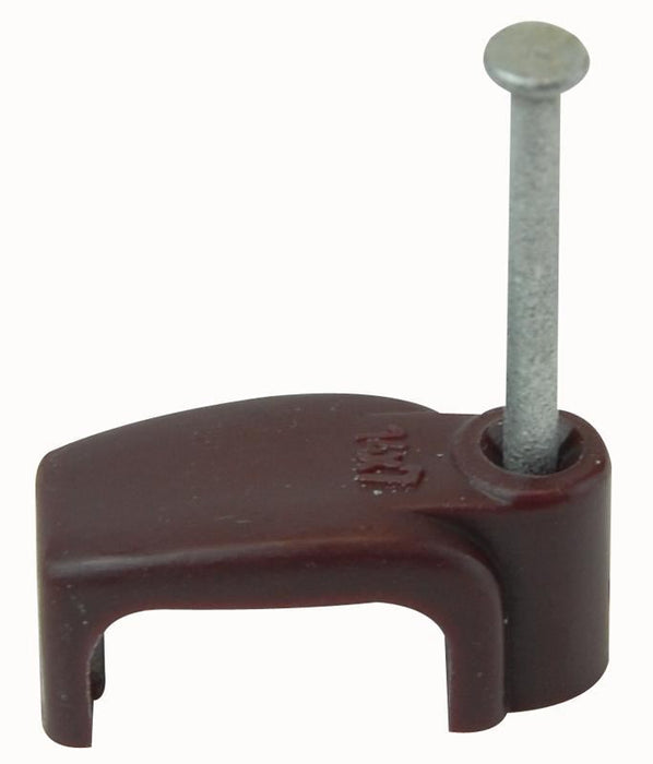Flat Twin & Earth Cable Clips Brown 100 Pack