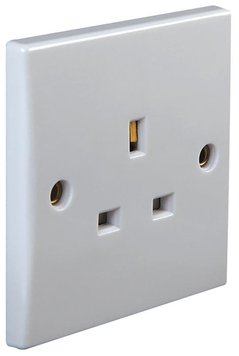 Unswitched 1-Gang Mains Socket, Round Edge, 13A, 250V