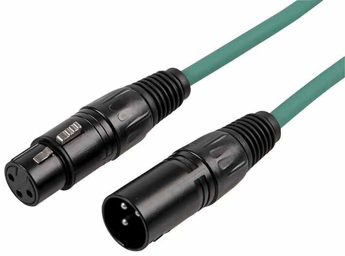 3 Pin XLR Male to Female Patch Lead, 6m Green