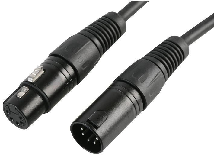 DMX Lead 5 Pin XLR Male to Female (2 Pair+Screen) Black