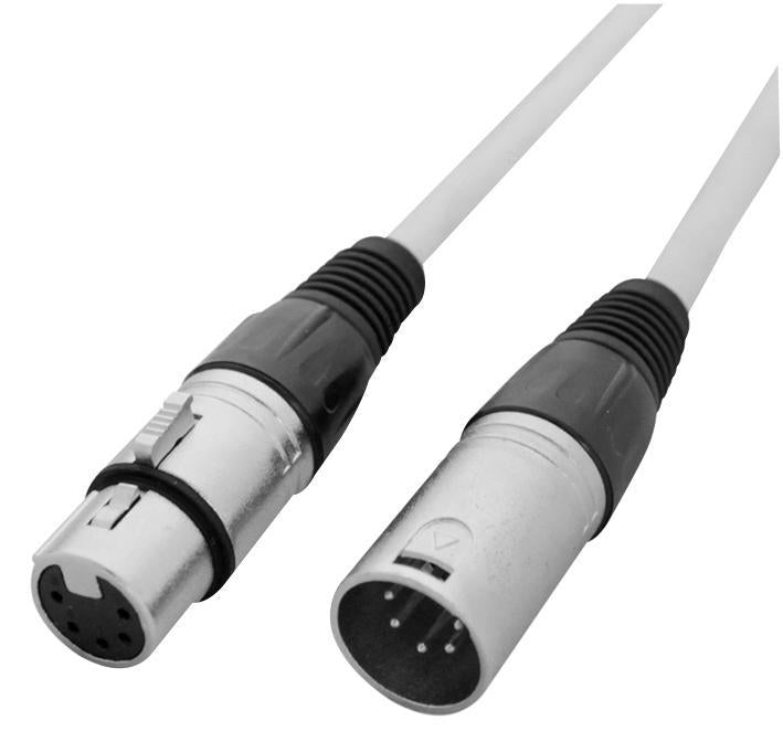 5 Pin XLR Male to Female DMX Lead - White