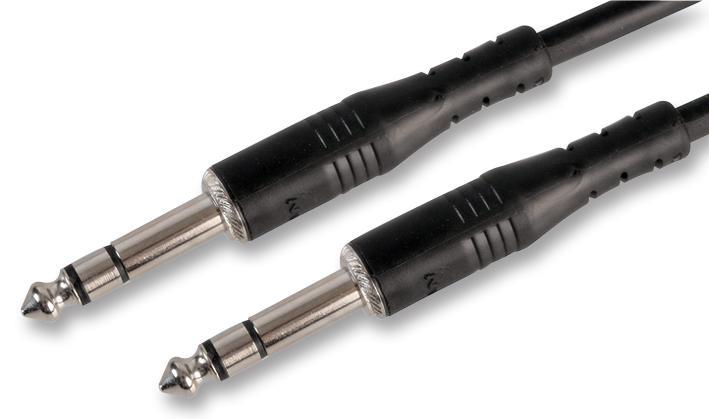 6.35mm (1/4") Stereo Jack Plug to Plug Lead, 300mm Black