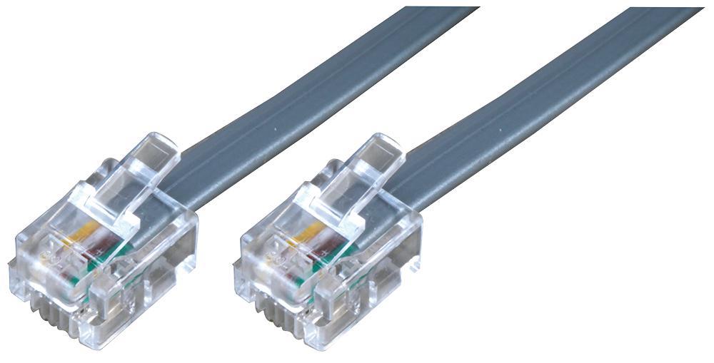 4 Way RJ11 Modular Link Lead, 5m Grey